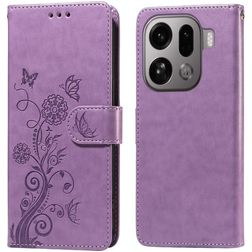 Mobigear Flowers Housse OPPO Find X9 Pro Etui Porte-Monnaie - Violet