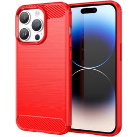 Mobigear Brushed Slim Coque iPhone 15 Pro Max Coque arrière en TPU Souple - Rouge