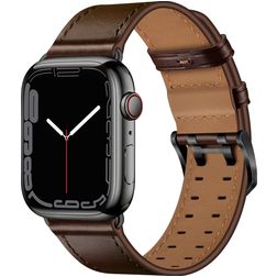Mobigear Milano Bracelet Cuir Apple Watch Fermeture boucle ardillon - 49/46/45/44 mm - Marron