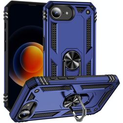 Mobigear Armor Ring Coque iPhone 17e Coque arrière Rigide Anti-Chocs avec Anneau-Support - Bleu