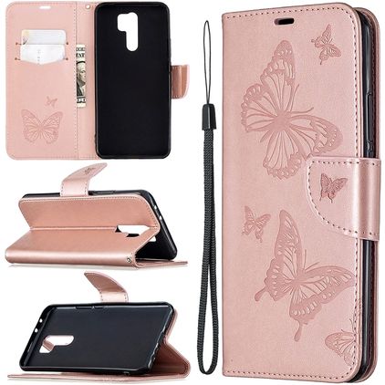 Mobigear Butterfly Housse Xiaomi Redmi 9 Etui Porte-Monnaie - Rose doré