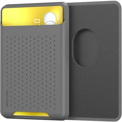Mobigear Pocket - Porte Cartes en en Silicone - 2 Cartes - Compatible MagSafe - Gris