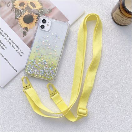 Mobigear Lanyard iPhone 13 Pro Coque avec cordon en TPU Souple - Jaune