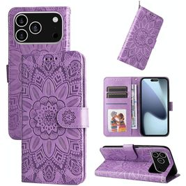 Mobigear Sunflower Housse iPhone 17 Pro Etui Porte-Monnaie - Violet
