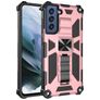 Mobigear Armor Stand Coque Samsung Galaxy S21 FE Coque arrière Rigide Anti-Chocs avec Support Amovible - Rose doré