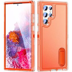 Mobigear Rugged Stand Coque Samsung Galaxy S23 Ultra Coque arrière Rigide Anti-Chocs avec Support Amovible - Orange