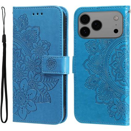Mobigear Flowers Housse iPhone 17 Pro Max Etui Porte-Monnaie - Bleu