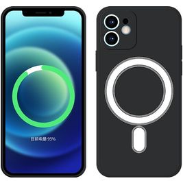 Mobigear Rubber Touch Coque iPhone 12 Mini MagSafe Coque arrière en Silicone - Noir