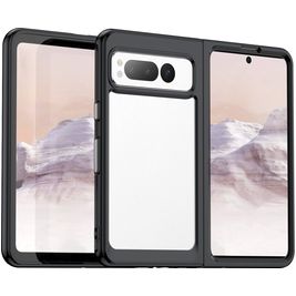 Mobigear Crystal Coque Google Pixel Fold Coque arrière Rigide - Transparent / Noir