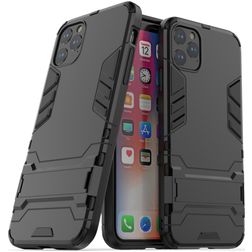 Mobigear Armor Stand Coque iPhone 11 Pro Max Coque arrière Rigide Anti-Chocs avec Support Amovible - Noir