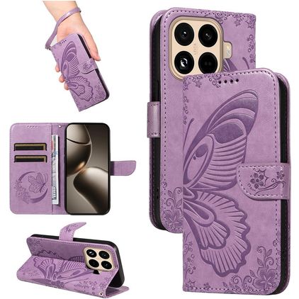 Mobigear Butterfly Housse Xiaomi 15T Pro Etui Porte-Monnaie - Violet