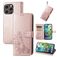 Mobigear Clover Housse iPhone 15 Pro Etui Porte-Monnaie - Rose doré