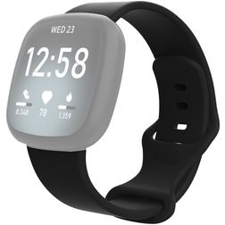 Mobigear Sport Dual Bracelet Silicone pour Fitbit Versa 3 Fermeture à clou et passant - Noir