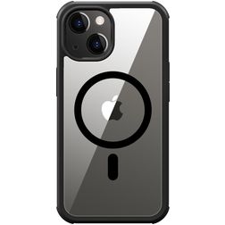 Valenta Full Cover Coque iPhone 15 MagSafe Coque arrière en Verre trempé Anti-Chocs - Transparent / Noir