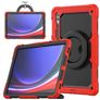 Mobigear RingGuard Coque Samsung Galaxy Tab S10 Ultra Coque arrière en Plastique rigide,Silicone + Porte-crayon + Bandoulière + Support Amovible - Rouge