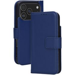 Mobiparts Wallet Housse iPhone 17 Pro MagSafe Etui en Cuir Véritable Porte-Monnaie - Bleu