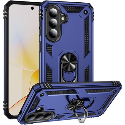 Mobigear Armor ring Samsung Galaxy A57 Plastique rigide Coque arrière Antichoc avec bague de maintien - Bleu