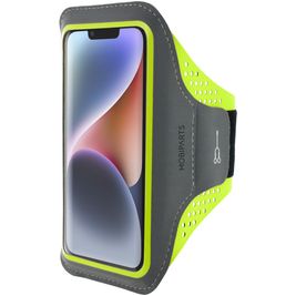 Mobiparts Comfort Fit Brassard Téléphone iPhone 14 Brassard Coque de Sport en Neoprène - Neon Green