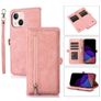 Mobigear Zipper Housse iPhone 14 Plus Etui Porte-Monnaie - Rose doré