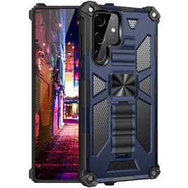 Mobigear Armor Stand Coque Samsung Galaxy S22 Ultra Coque arrière Rigide Anti-Chocs avec Support Amovible - Bleu