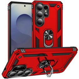Mobigear Armor ring Samsung Galaxy S26 Ultra Plastique rigide Coque arrière Antichoc avec bague de maintien - Rouge
