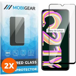 Mobigear Premium Realme C21Y Verre trempé Protection d'écran - Compatible Coque - Noir (Lot de 2)