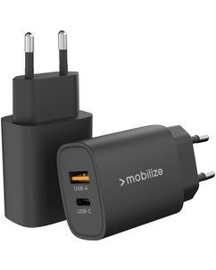 Mobilize - Double USB / USB-C Chargeur Power Delivery 25W - Noir