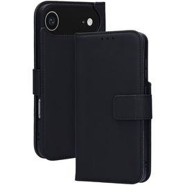 Mobiparts Wallet Housse iPhone Air MagSafe Etui en Cuir Véritable Porte-Monnaie - Noir