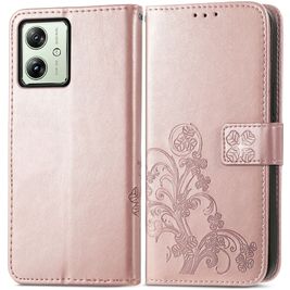 Mobigear Clover Housse Motorola Moto G54 Etui Porte-Monnaie - Rose doré