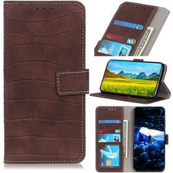 Mobigear Croco Housse Motorola Moto E22 Etui Porte-Monnaie - Marron