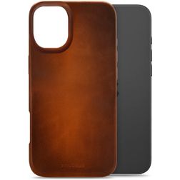 Mobilize Premium iPhone 16 Plus MagSafe Cuir véritable Coque arrière - Burned Cognac