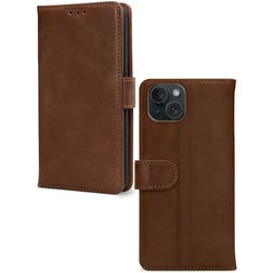 Mobilize Wallet iPhone 15 Cuir véritable Étui Portefeuille - Marron