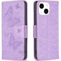 Mobigear Butterfly iPhone 15 Étui Portefeuille - Violet