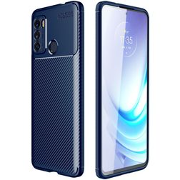 Mobigear Racing Coque Motorola Moto G60 Coque arrière en TPU Souple - Bleu