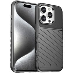 Mobigear Groove Coque iPhone 16 Pro Coque arrière en TPU Souple - Noir