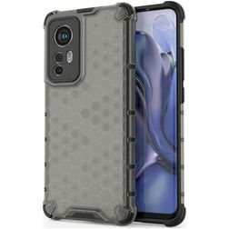 Mobigear Honeycomb Coque Xiaomi 12 Coque arrière Rigide Anti-Chocs - Noir