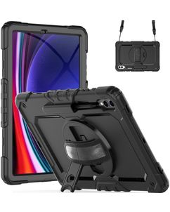 Mobigear SureGrip Xtreme Samsung Galaxy Tab S10 Plus Plastique rigide / Silicone Coque arrière + Porte-stylet + Bandoulière + Support - Noir