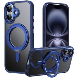 Mobigear Frosted Mag Coque iPhone 17 MagSafe Coque arrière Rigide avec Support Amovible - Bleu