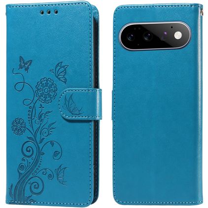 Mobigear Flowers Housse Google Pixel 11 Pro Etui Porte-Monnaie - Bleu