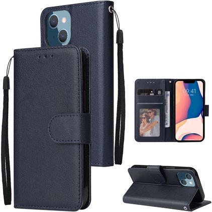 Mobigear Wallet Housse iPhone 14 Plus Etui Porte-Monnaie - Bleu Marin