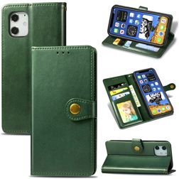 Mobigear Snap Button iPhone 12 Étui Portefeuille - Vert