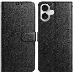 Mobigear Flowers Housse iPhone 17 Etui Porte-Monnaie - Noir