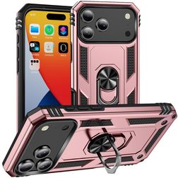 Mobigear Armor Ring Coque iPhone 18 Pro Max Coque arrière Rigide Anti-Chocs avec Anneau-Support - Rose doré