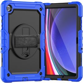 Mobigear SureGrip Xtreme Coque Samsung Galaxy Tab A9 Plus (2023) Coque arrière en Plastique rigide,Silicone + Bandoulière + Support Amovible - Bleu