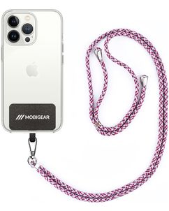 Mobigear Lanyard - Cordon de téléphone universel ajustable - Blanc / Bleu / Magenta