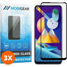 Mobigear Premium Samsung Galaxy M11 Verre trempé Protection d'écran - Compatible Coque - Noir (Lot de 3)