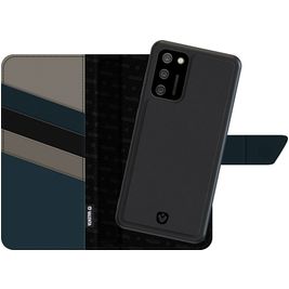 Valenta Snap Housse Samsung Galaxy A02s Etui avec Coque Détachable en Cuir Véritable Porte-Monnaie - Noir