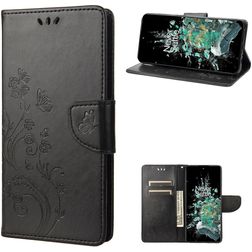 Mobigear Butterfly Housse OnePlus 10T Etui Porte-Monnaie - Noir