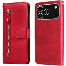 Mobigear Zipper Housse iPhone 17 Pro Etui Porte-Monnaie - Rouge