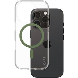 CARE by PanzerGlass Urban Combat iPhone 16 Pro MagSafe Plastique rigide Coque arrière - Transparent / Vert